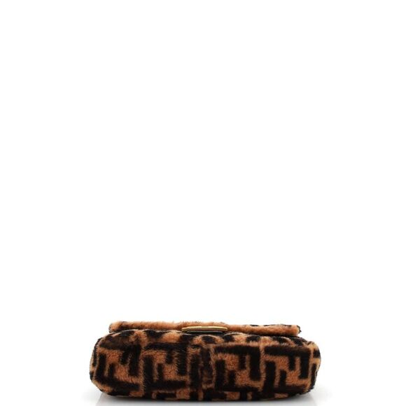 Fendi Baguette NM Bag Zucca Shearling Medium Brown - Picture 4 of 6